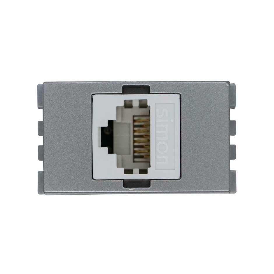 Toma telefónica rj11 de 4 hilos aluminio Simon 25 plus