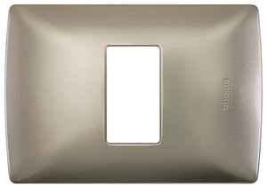 Placa 1 modulo aluminio perla con chasis quinziño mx Bticino