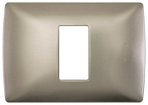 Placa 1 modulo aluminio perla con chasis quinziño mx Bticino