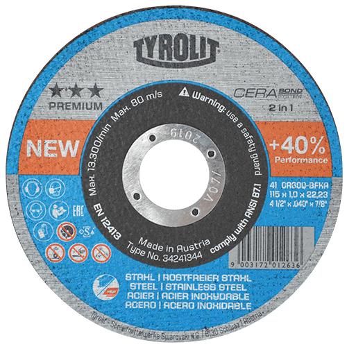Disco de corte Tyrolit Cerabond superdelgado de 115x1mm 2 en 1 - GRUPODONPEDRO