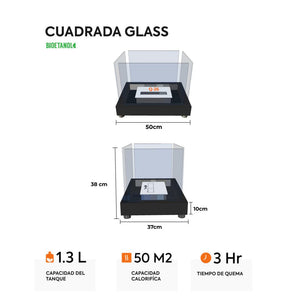 CHIMENEA CUADRADA GLASS HG FIRE - GRUPODONPEDRO