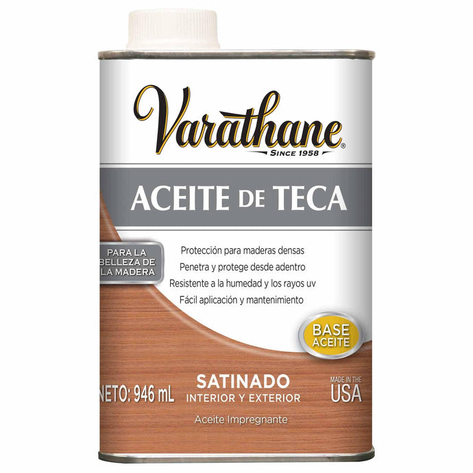 ACEITE TECA TRANSPARENTE SATINADO INTERIOR Y EXTERIOR 946ml - GRUPODONPEDRO