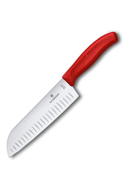 CUCHILLO SANTOKU SWISS CLASSIC ROJO CON FILO DE ALVEOLOS - GRUPODONPEDRO