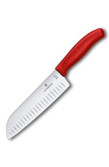 CUCHILLO SANTOKU SWISS CLASSIC ROJO CON FILO DE ALVEOLOS - GRUPODONPEDRO