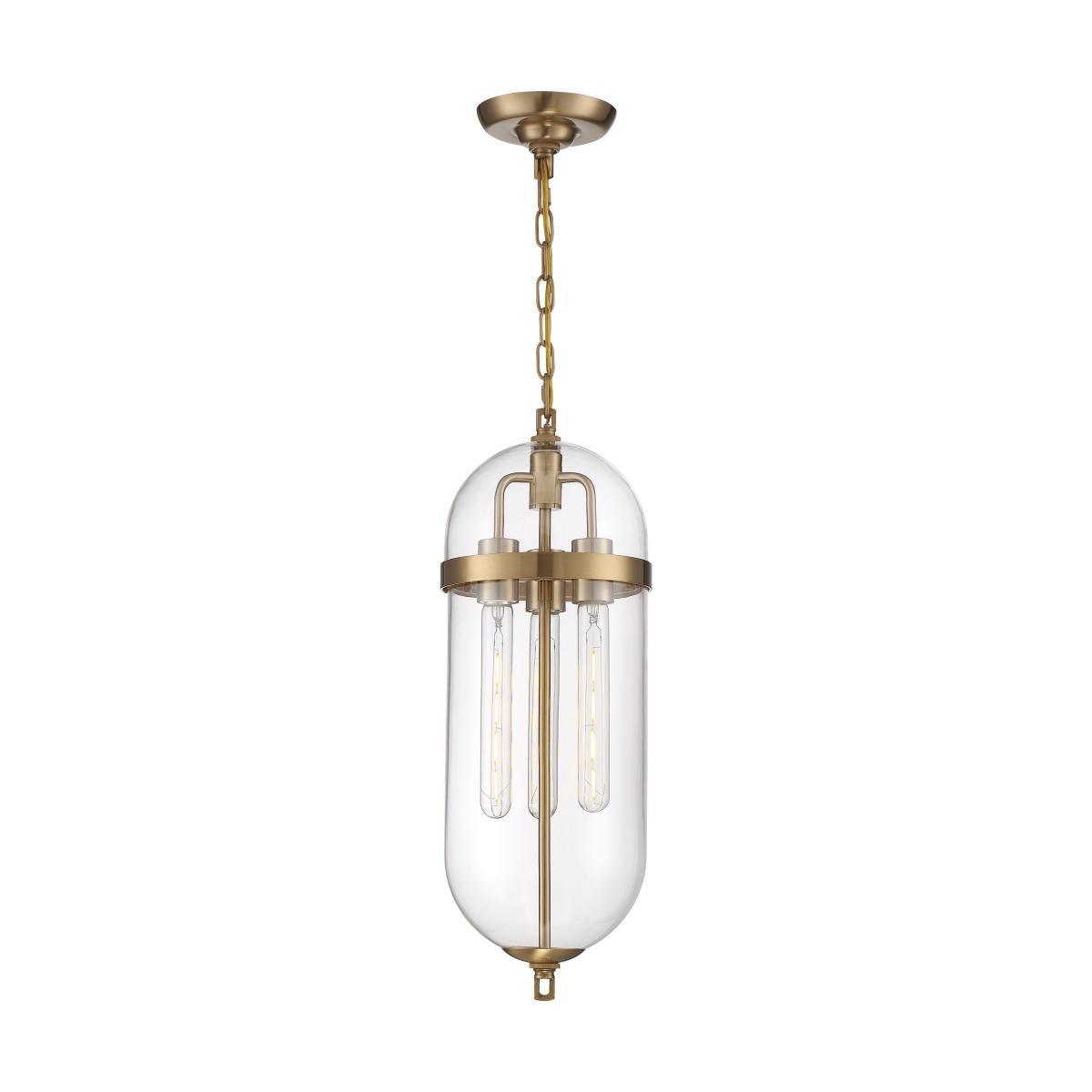 LAMPARA COLGANTE LIGERA FATHOM 3 LUCES SATCO LATON VINTAGE - GRUPODONPEDRO