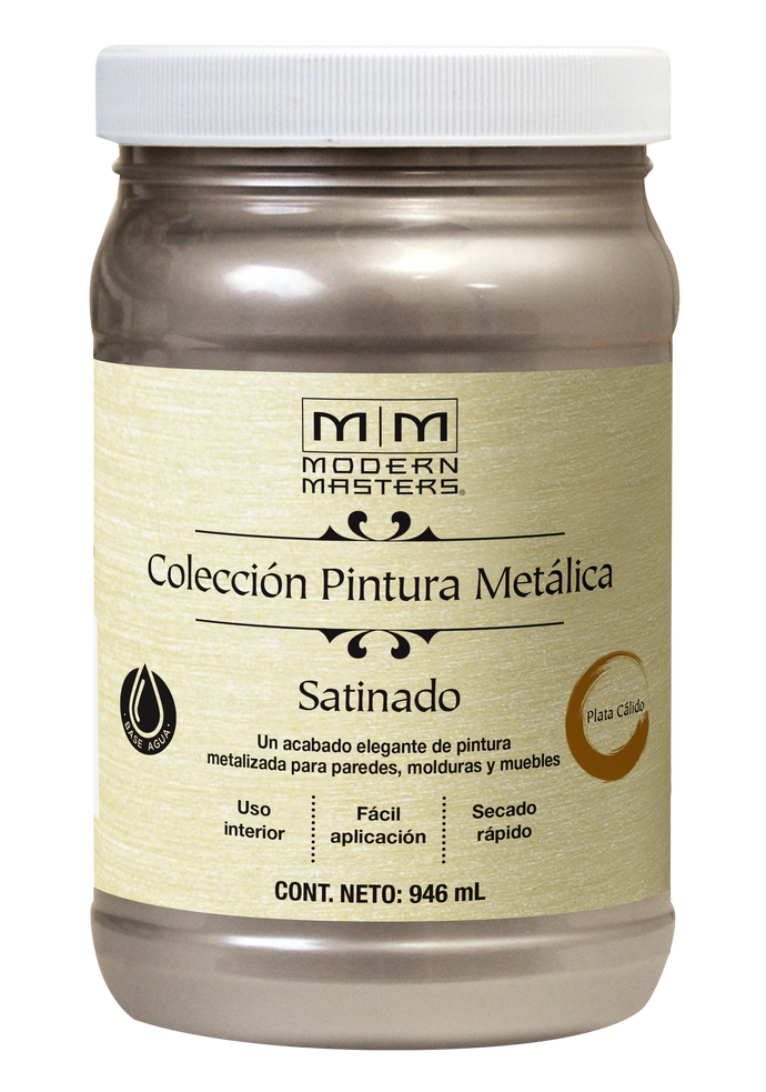 Pintura metalica modern masters plata calido satinado 946ml