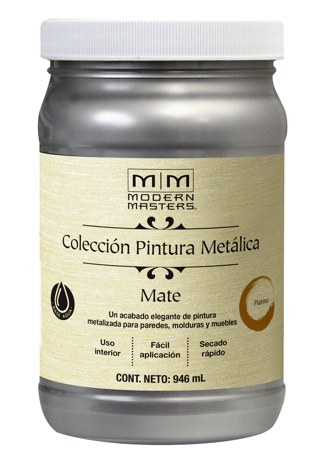 Pintura metalica modern masters platino mate 946ml