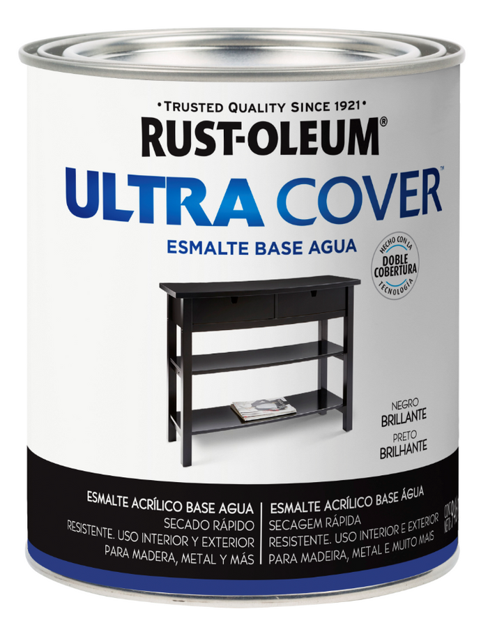 Pintura esmalte ultra cover negro brillante base agua 946ml