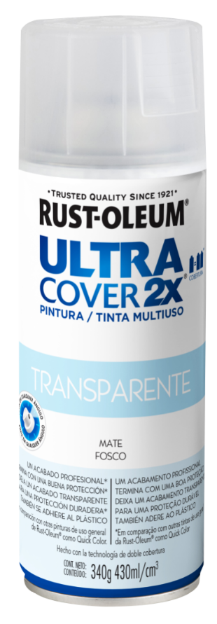 Pintura multiusos en aerosol ultra cover 2x - transparente mate