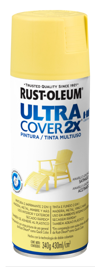 Pintura en aerosol multiusos ultra cover 2x satinado - amarillo lemongrass