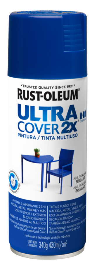 Pintura multiusos en aerosol brillante ultra cover 2x - azul profundo brillante