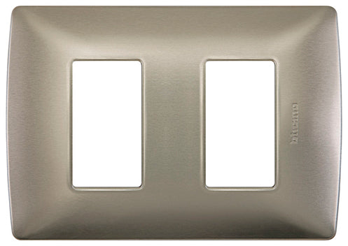 Placa de aluminio perla 2 modulos con chasis quinziño mx Bticino