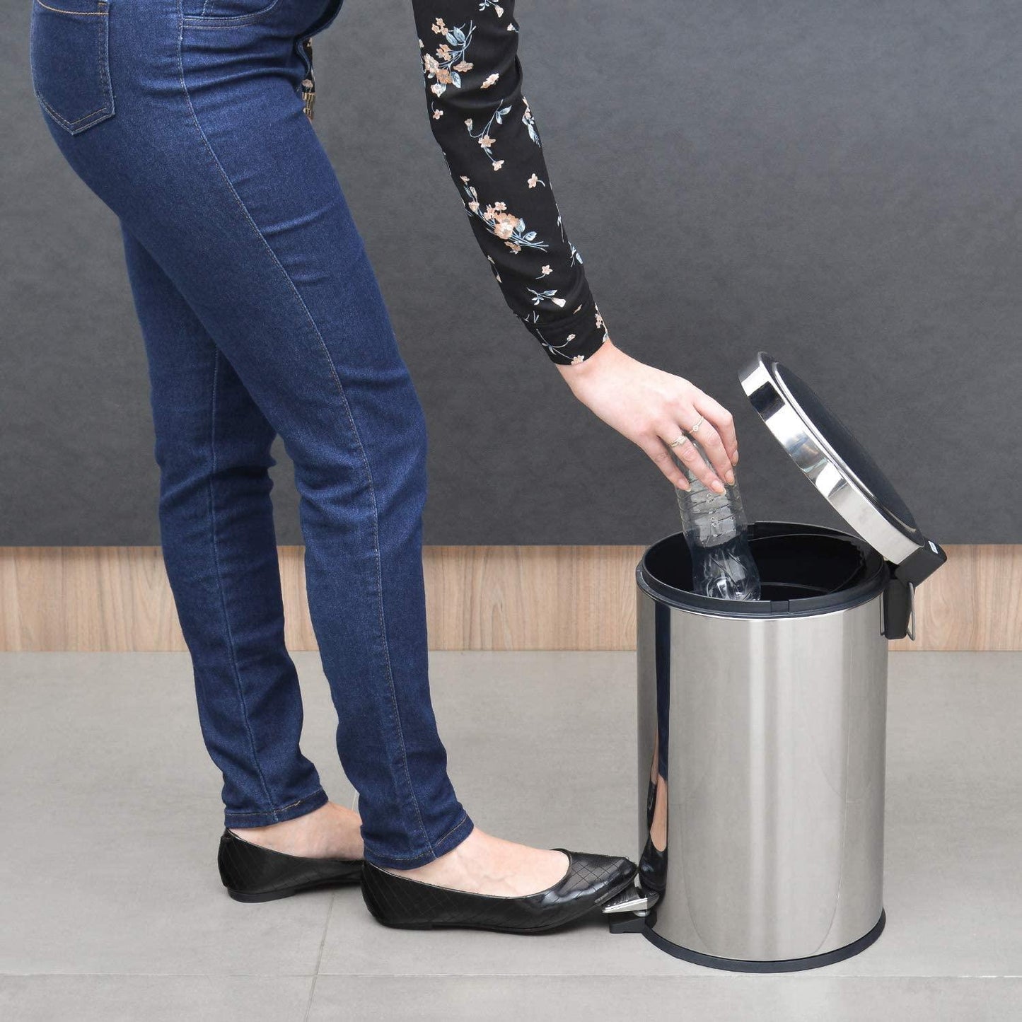 CESTO DE BASURA 12LT TRAMONTINA ACERO INOX - GRUPODONPEDRO