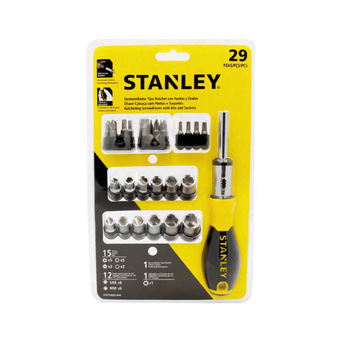 Desarmador de matraca con 12 dados y 16 puntas Stanley