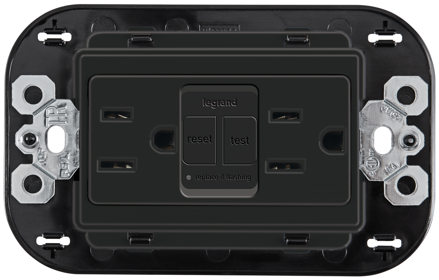 Tomacorriente duplex icft 15a 127v de 3 modulos negro mate Bticino