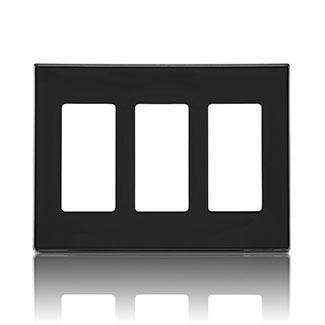 Placa Decora de 3 unidades negro Leviton