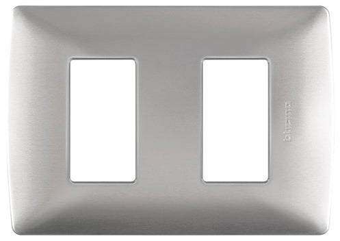 Placa de 2 modulos de aluminio plata quinziño mx Bticino