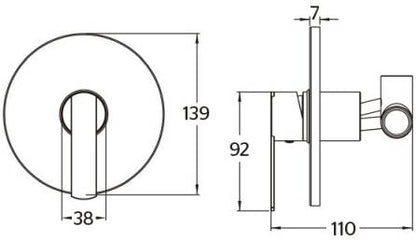 Monomando de empotre para regadera inox Urrea