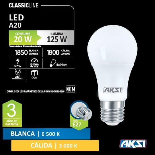 FOCO LED CLASSIC A20 20W 3000K E27 - GRUPODONPEDRO