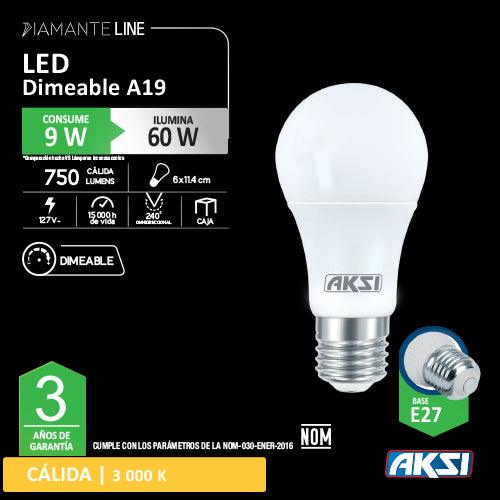 FOCO LED DIAMANTE A19 9W 3000K E27 - GRUPODONPEDRO