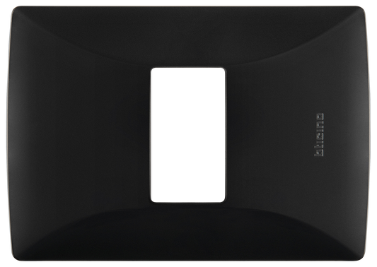 Placa de resina con chasis 1 modulo negro mate quinziño mx Bticino