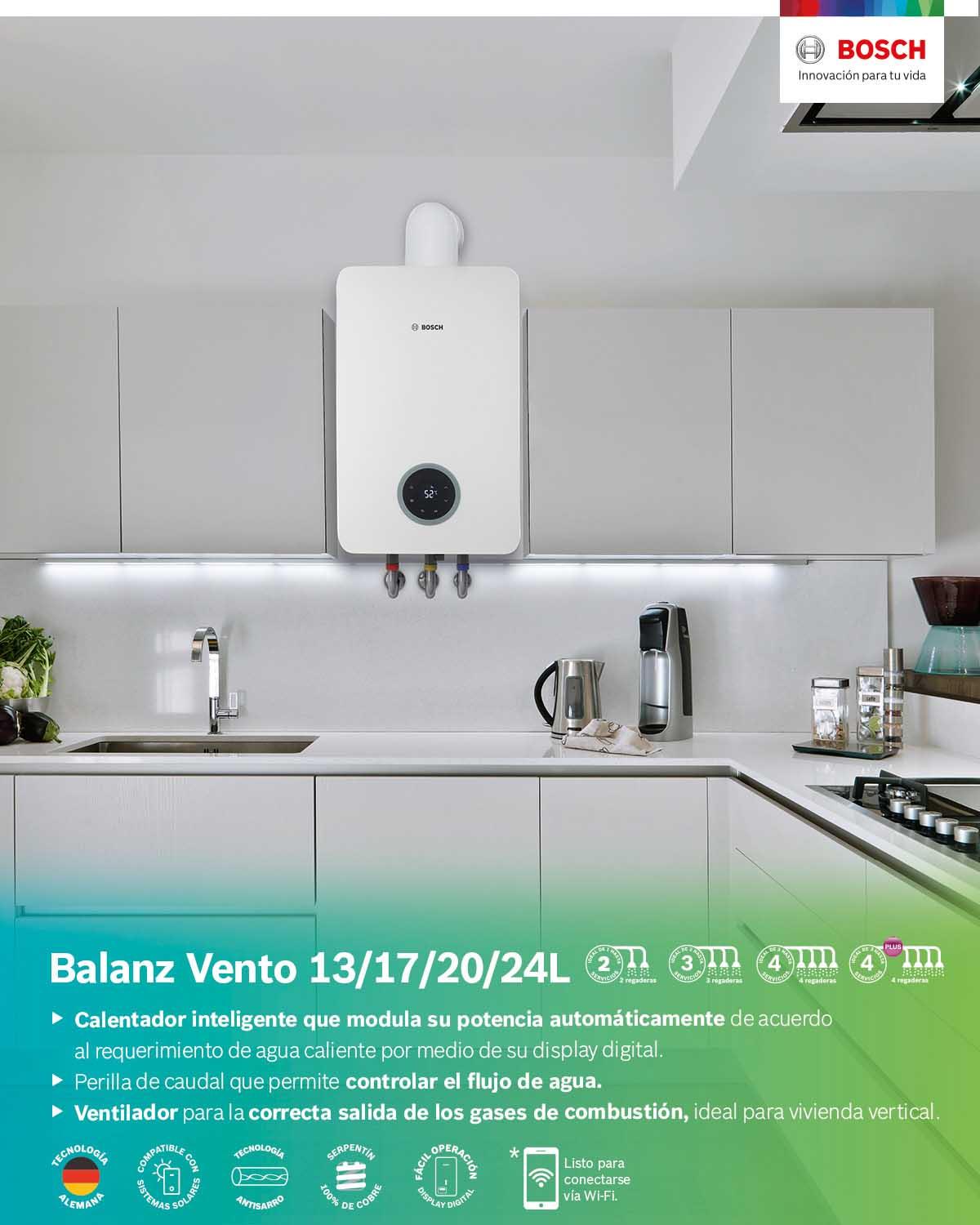CALENTADOR INSTANTANEO BALANZ VENTO 13 BOSCH - 2 SERVICIOS - GAS - GRUPODONPEDRO