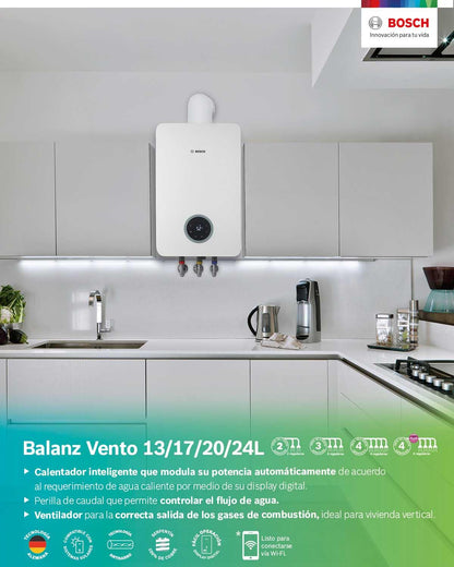 CALENTADOR INSTANTANEO BALANZ VENTO 13 BOSCH - 2 SERVICIOS - GAS - GRUPODONPEDRO