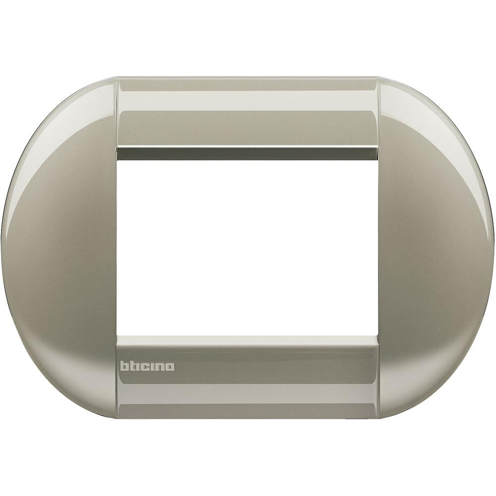 Placa livinglight titanio pulido redondo 3 modulos