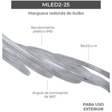 Cargar imagen en el visor de la galería, Manguera led para exterior ip65 3000k mled2-25/bc
