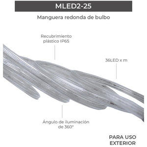 Manguera led para exterior ip65 3000k mled2-25/bc