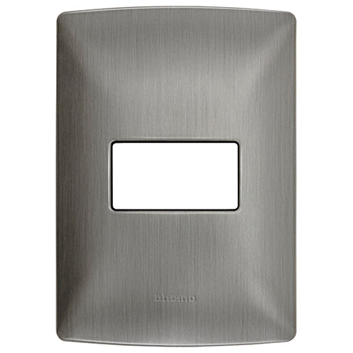 Placa de 1 modulo color acero quinziño mx Bticino