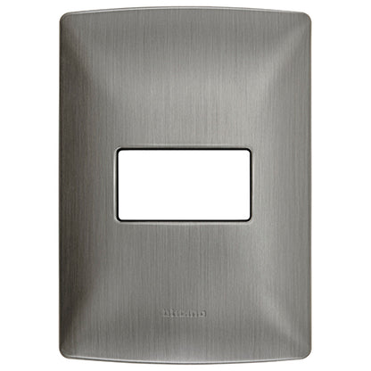 Placa de 1 modulo color acero quinziño mx Bticino