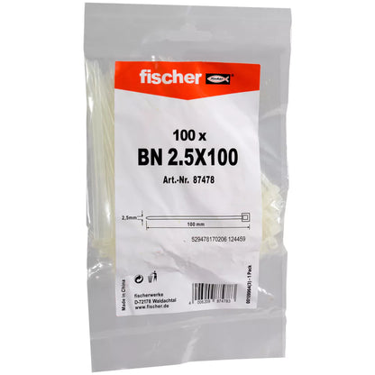 Brida para cables transparente 2.5 X 100mm fischer 100 piezas