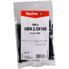 Load image into Gallery viewer, Brida para cables negro 2.5 X 100 fischer
