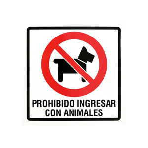 Letrero prohibido animales 19x19cm tps214