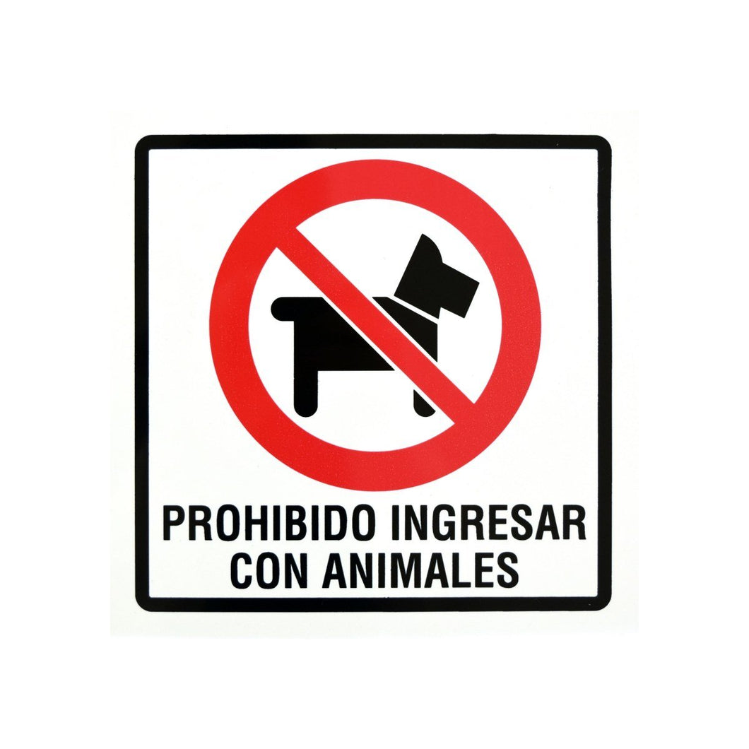Letrero prohibido animales 19x19cm tps214