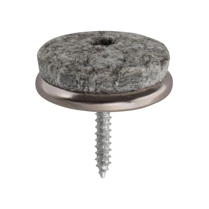 BASE PARA MUEBLE NIQUEL CON FELPA Y TORNILLO 22MM ANBEC 16 PZAS - GRUPODONPEDRO