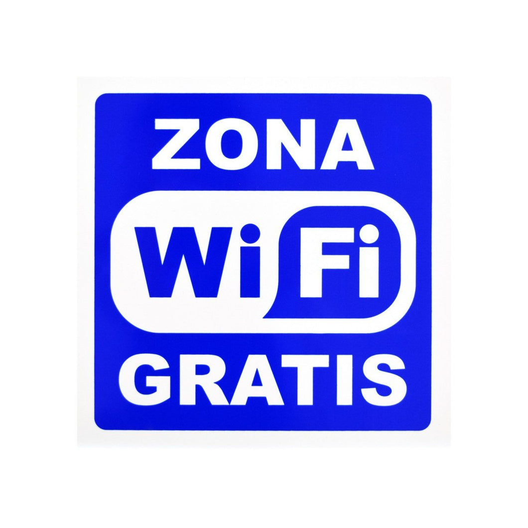 Letrero zona wifi gratis 19x19cm tps213