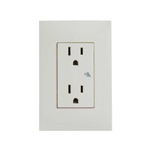 Toma de corriente duplex con placa y seguridad para niños marfil Simon 25 plus