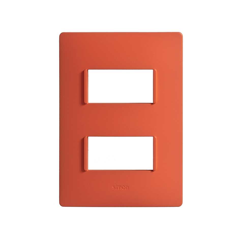 Placa 2 modulos rojo coral sin chasis Simon 26