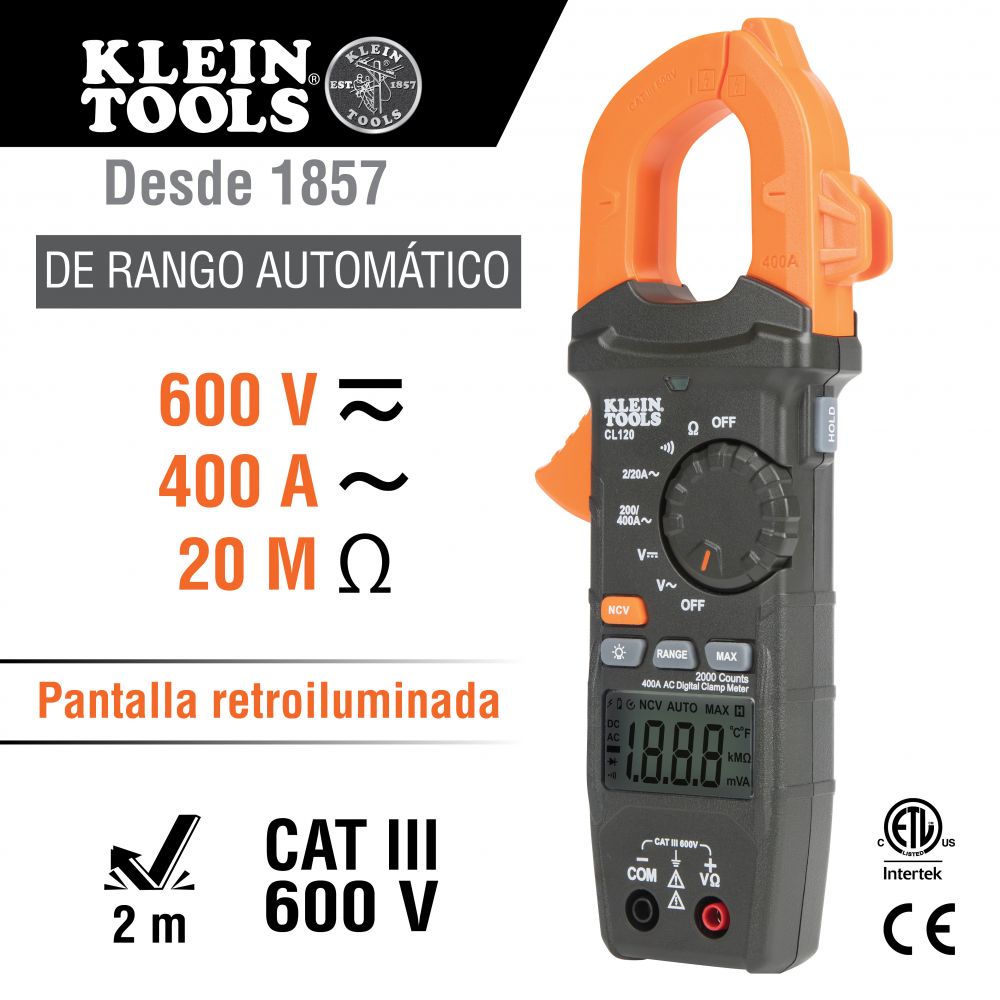 Multimetro de gancho y kit de prueba electrica Klein Tools