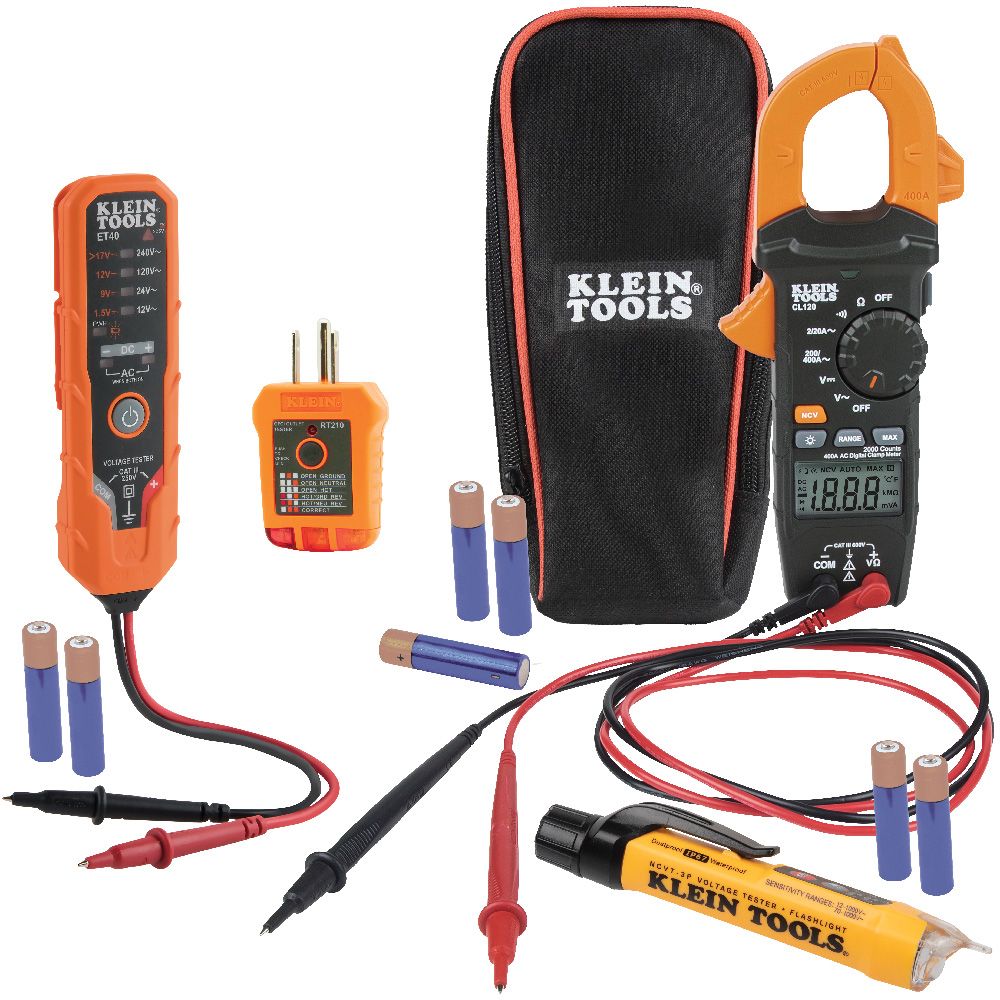 Multimetro de gancho y kit de prueba electrica klein tools