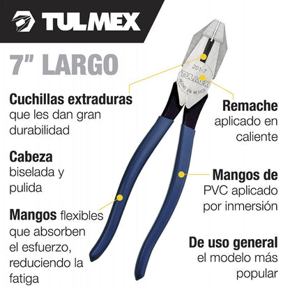 Pinzas de electricista de 7" Tulmex