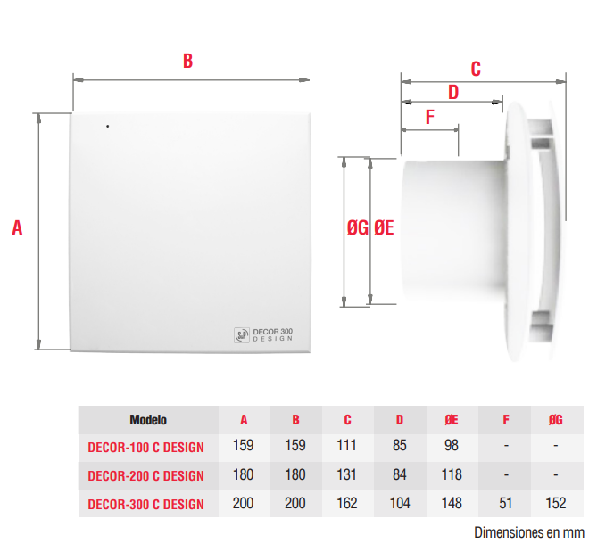 Extractor helicoidal extraplano Decor Desing 200 SolerPalau