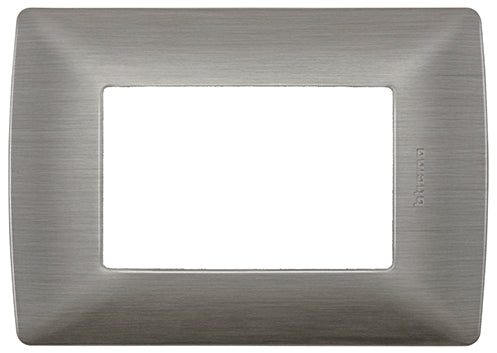 Placa de 3 modulos color acero con chasis quinziño mx Bticino