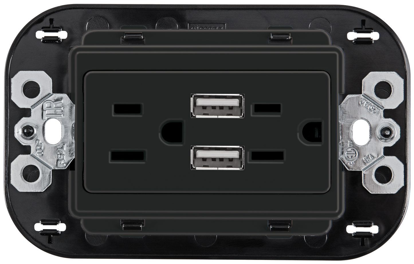 Tomacorriente duplex con 2 usb 3.1A negro mate quinziño mx Bticino